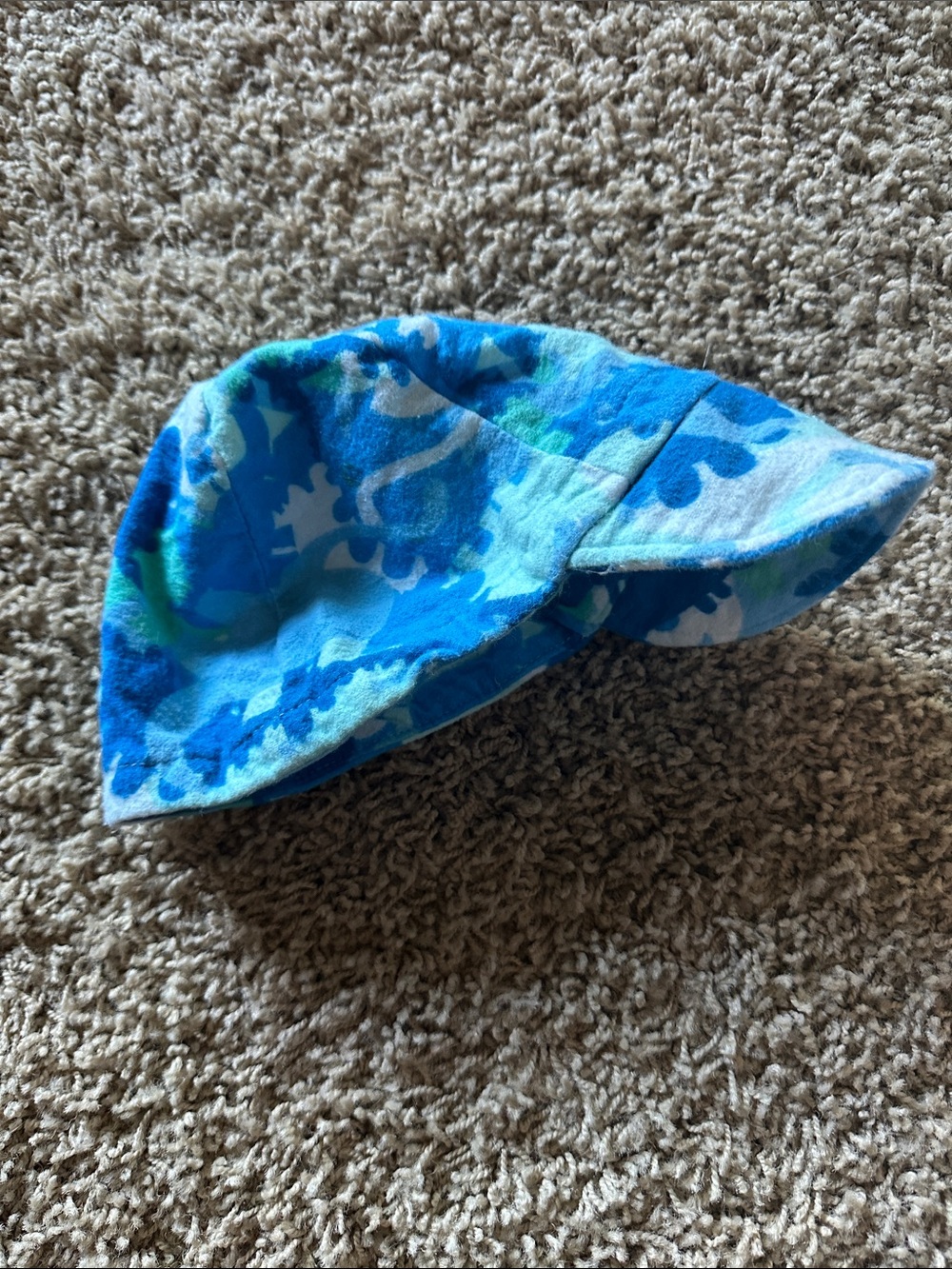 Kids Blue Patterned Sun Hat
